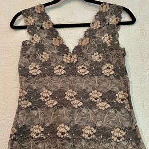 Natori stretch lace tank top dusty rose roses size S